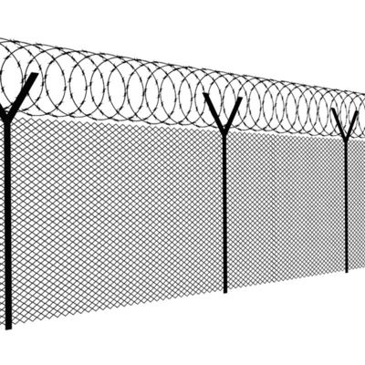 Cercas de arame farpado galvanizadas e revestidas em pó para proteção do perímetro exterior