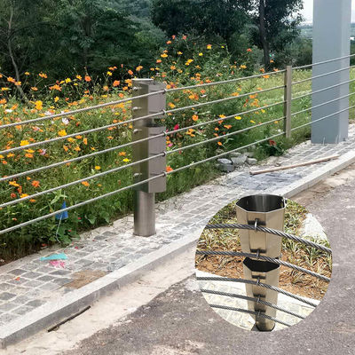Cercas de barreira de segurança rodoviária com cordas de arame de aço flexíveis, cabos macios, corrimão de proteção