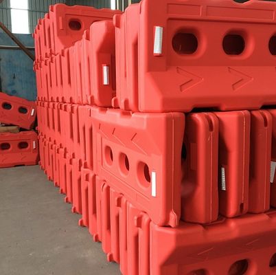 2M PE T Forma Vermelho Amarelo Enchido de Água Barreira de Tráfego de Plástico para Segurança Rodoviária