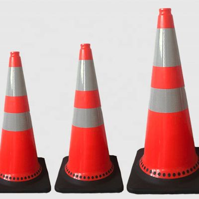 Alta visibilidade Cor-de-Laranja PVC Cone de trânsito rodoviário Para precauções de segurança rodoviária