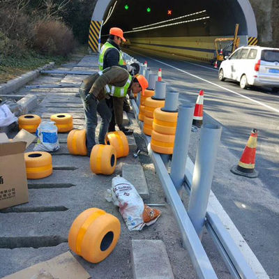 Barreira de rolos de corrimão rodoviário com barris de aço Q235 duplos e certificado ISO