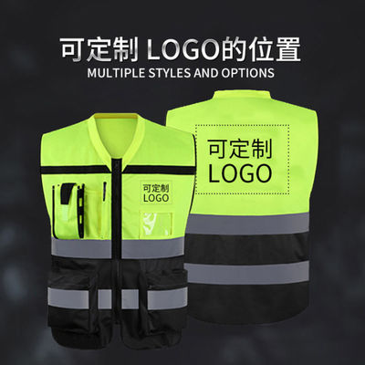 Logotipo personalizado aceito Alta visibilidade 100% Poliéster Verde escuro Colete refletor